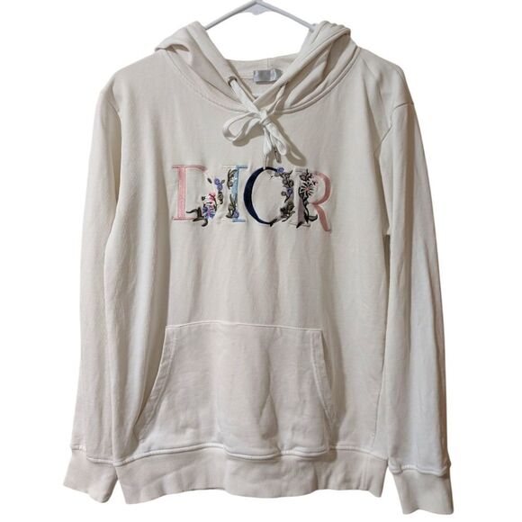 RARE ​Dior x Kaws Embroidered Floral Pullover Hoodie Medium -White - Picture 1 of 6